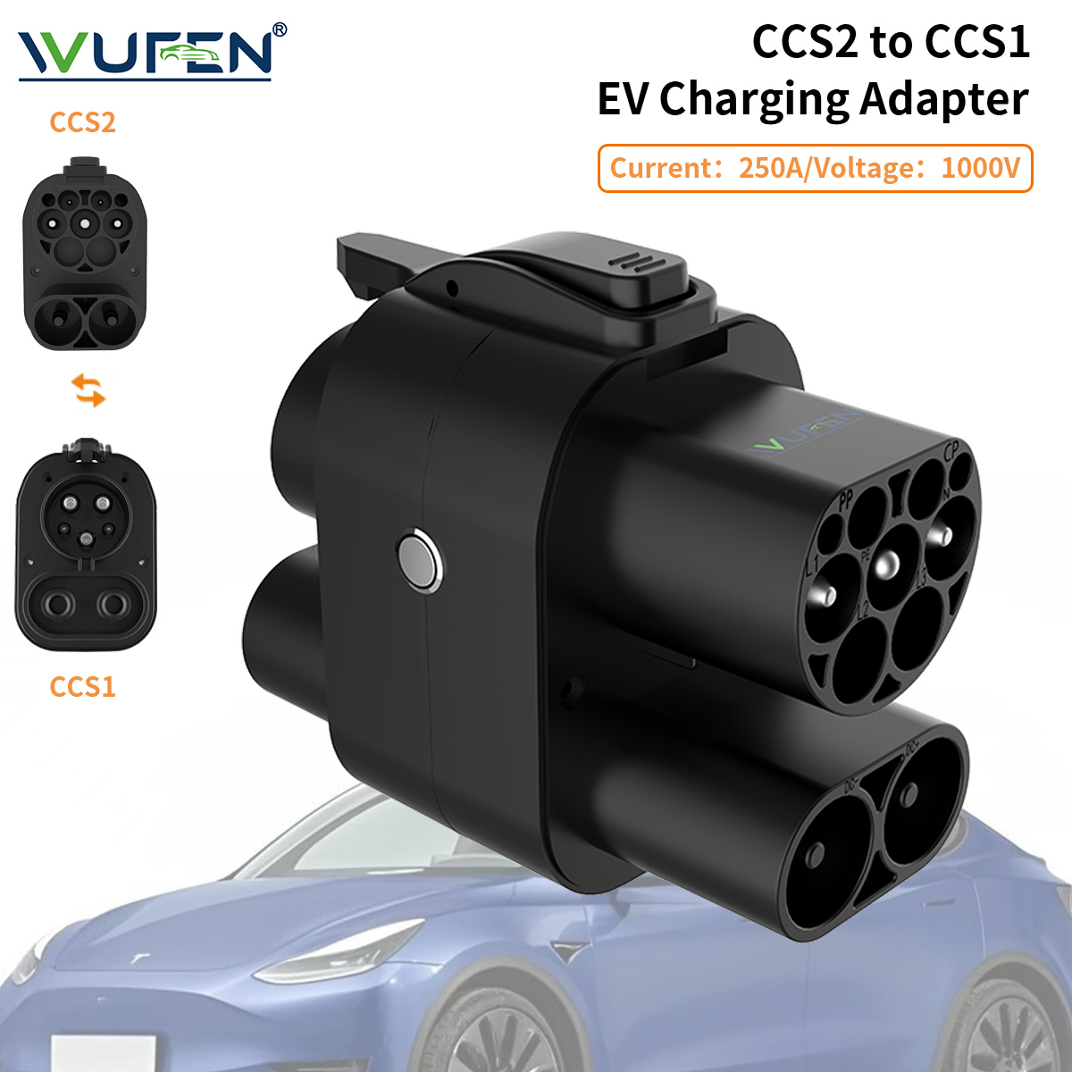Wufen ccs2 para ccs1 adaptador - Ccs2 To Ccs1 Fast Charge Adapter 250Kw avaliação e preço
